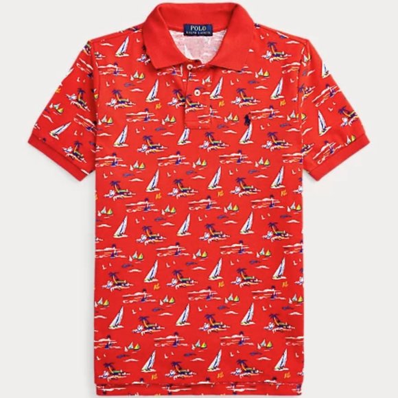 Polo Ralph Lauren Other - Polo Ralph Lauren Boys Sailboat Cotton Mesh Red Polo Shirt NWT Medium & X-Large